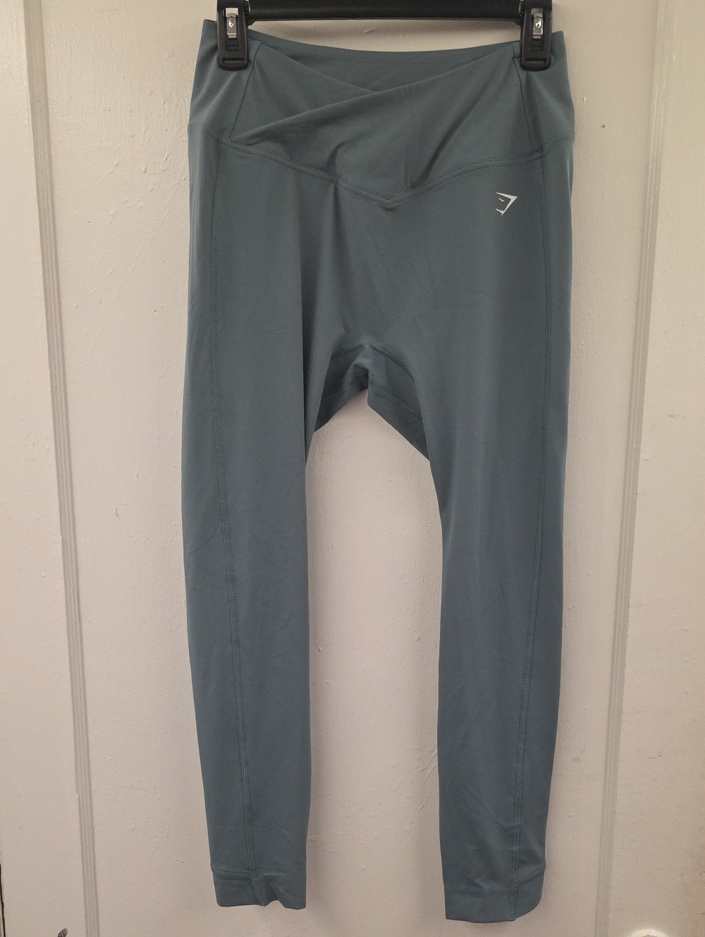 Gymshark Blue-grey Crossover Waist Leggings Split Hem Size Large